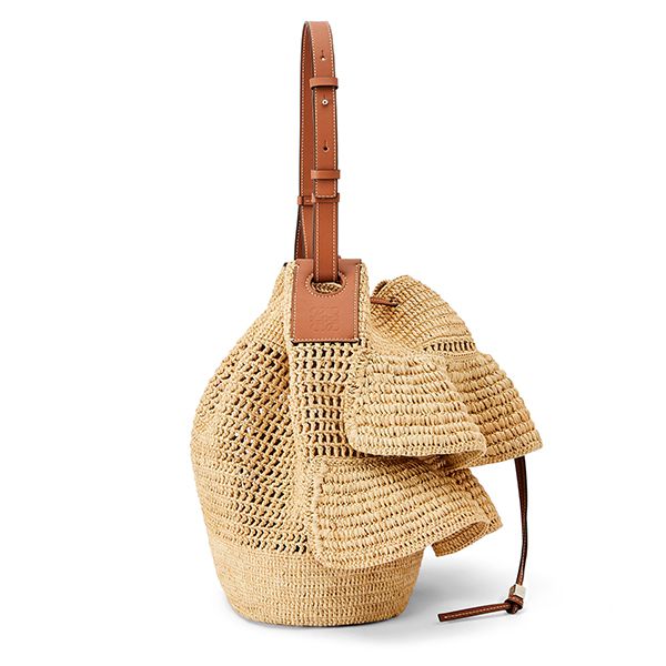 【ロエベ】新作◇フリルバルーンバッグ偽物ラフィア&カーフ A710P69X01